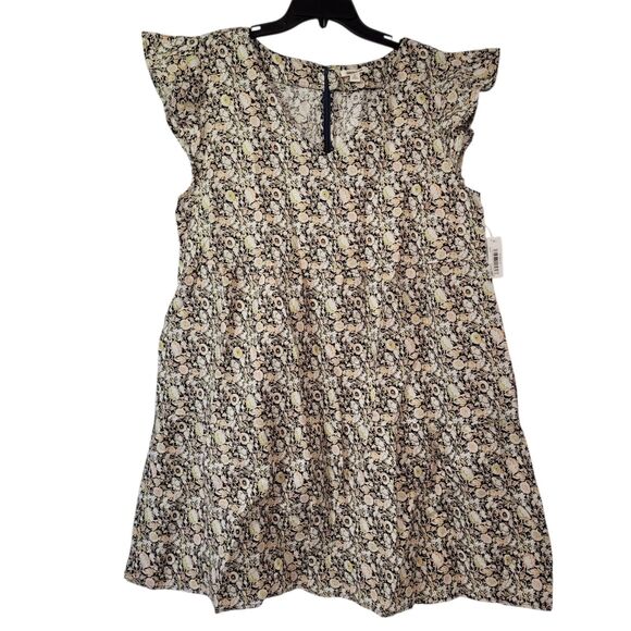 GOODTHREADS Relaxed-Fit Floral Linen Flutter Sleeve Peasant Dress Size X-Large - Picture 1 of 14